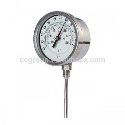 STAINLESS STEEL 1/2 THREAD BIMETAL THERMOMETER